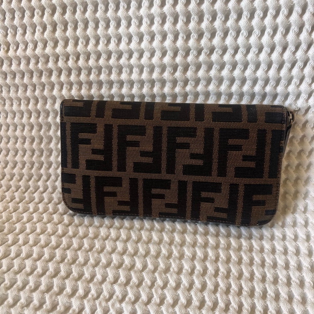 Fendi Dark Brown Zip Wallet